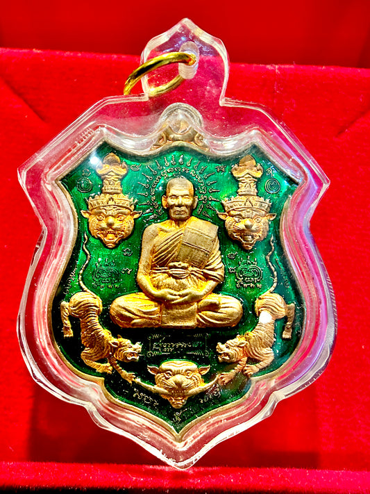 Luang Phor Phat & Tiger-Headed Lersi (Green)