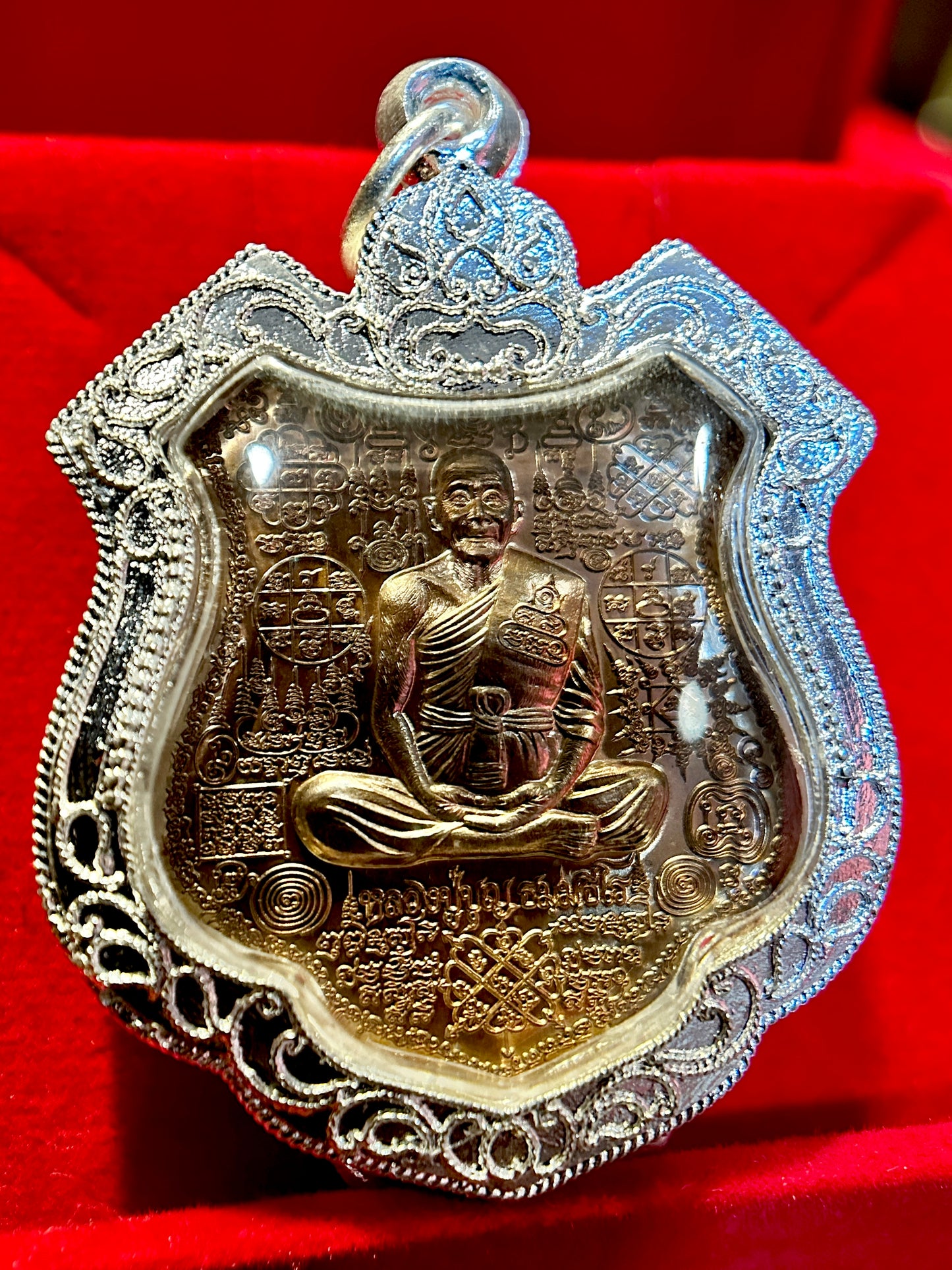 Bronze Monk & Four-Armed Hanuman Protection Amulet
