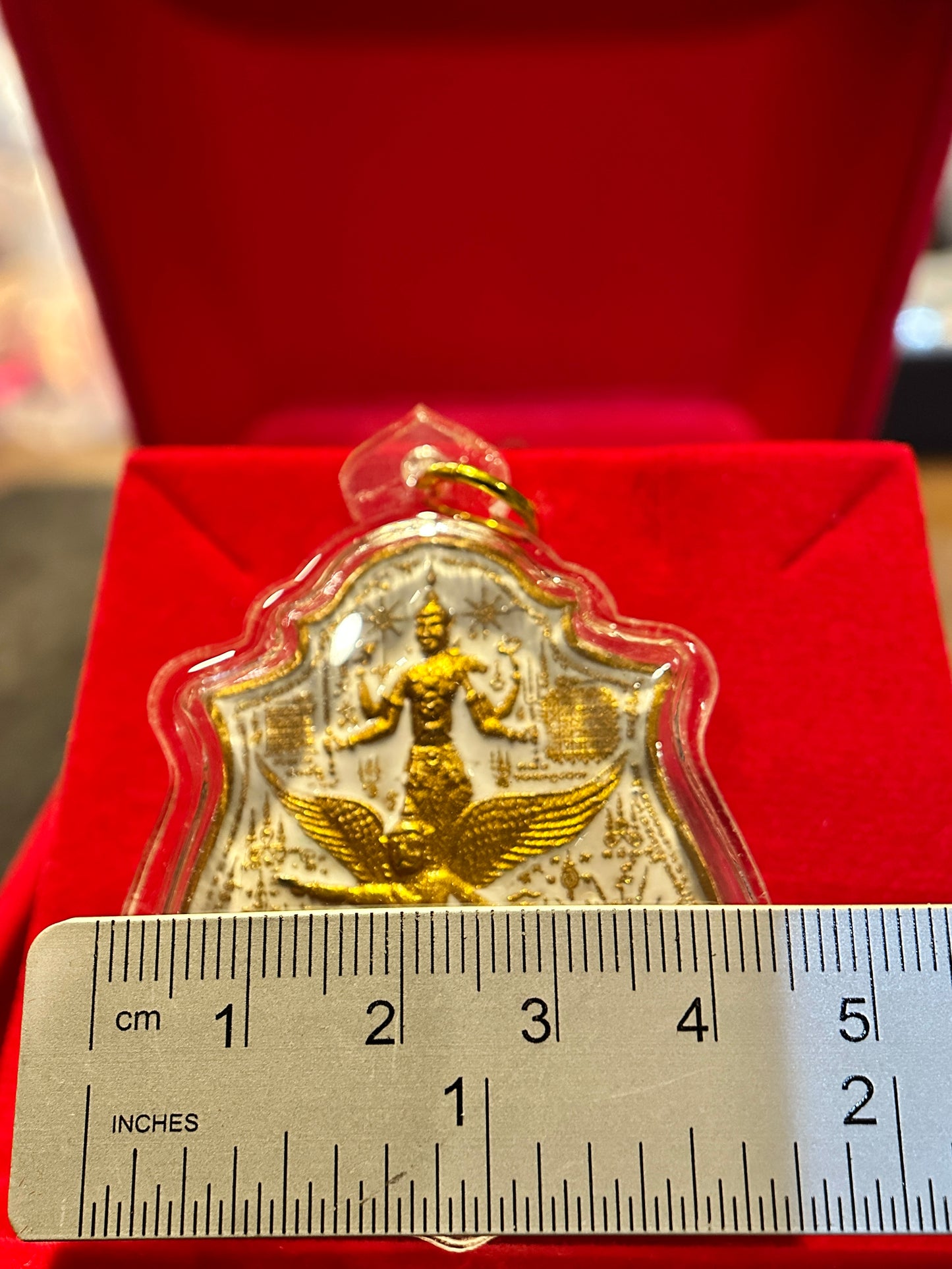 Phra Narai Riding Garuda & Erawan (White/Gold)