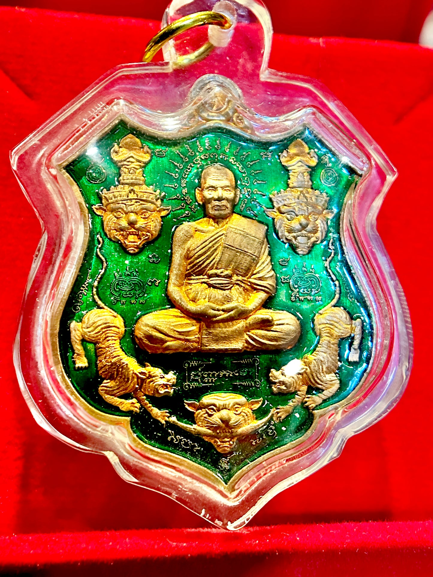 Luang Phor Phat & Tiger-Headed Lersi (Green)
