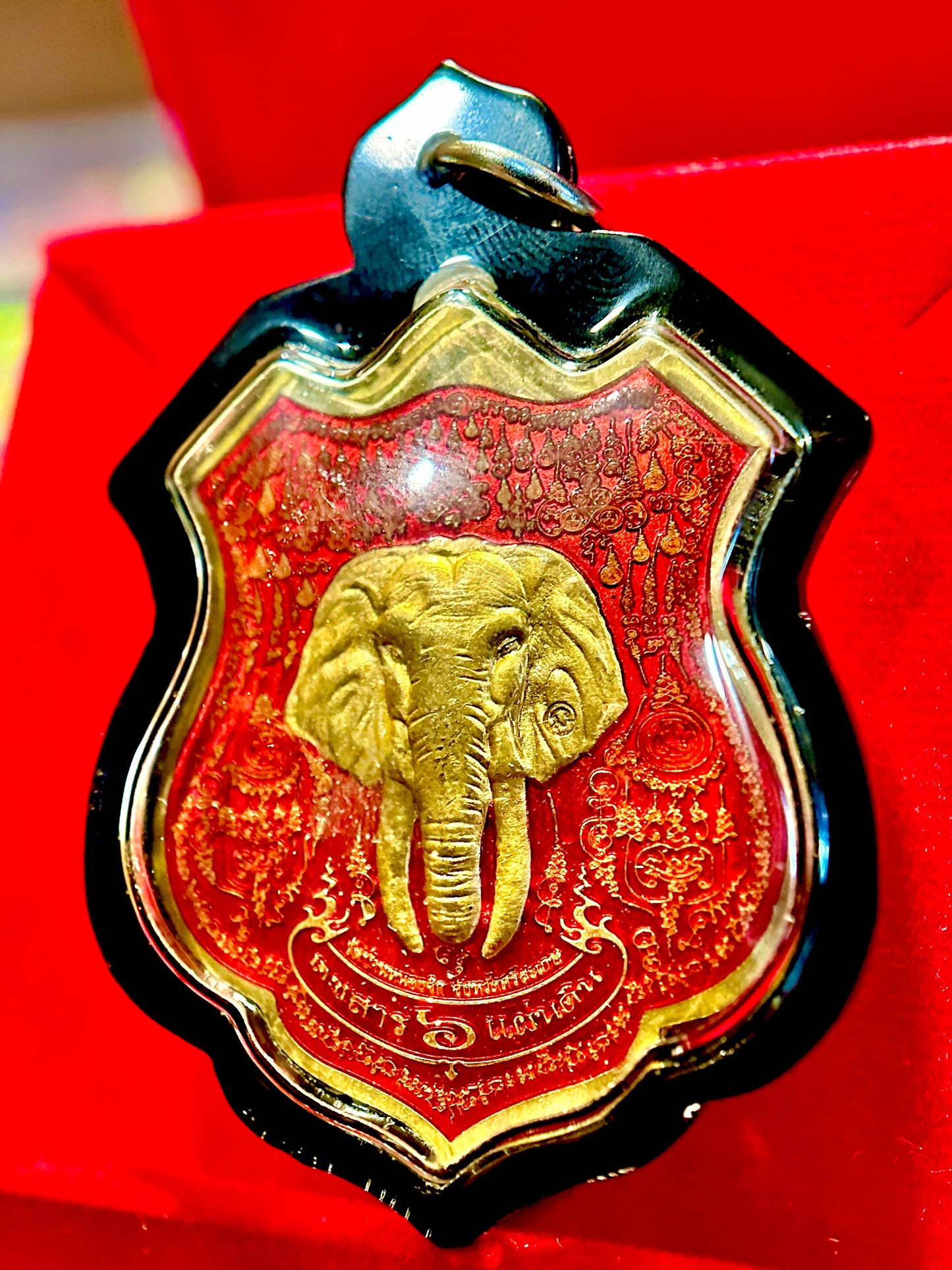Sacred Elephant Amulet (Red-Gold)