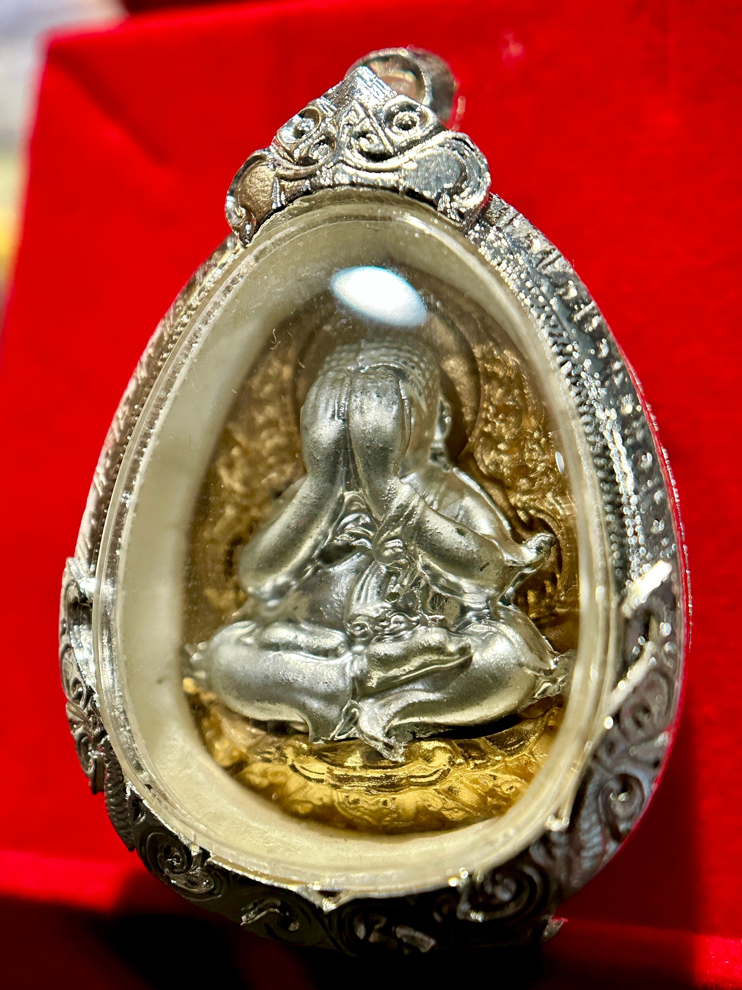 Phra Pidta Shadow Steel with Golden Yantra