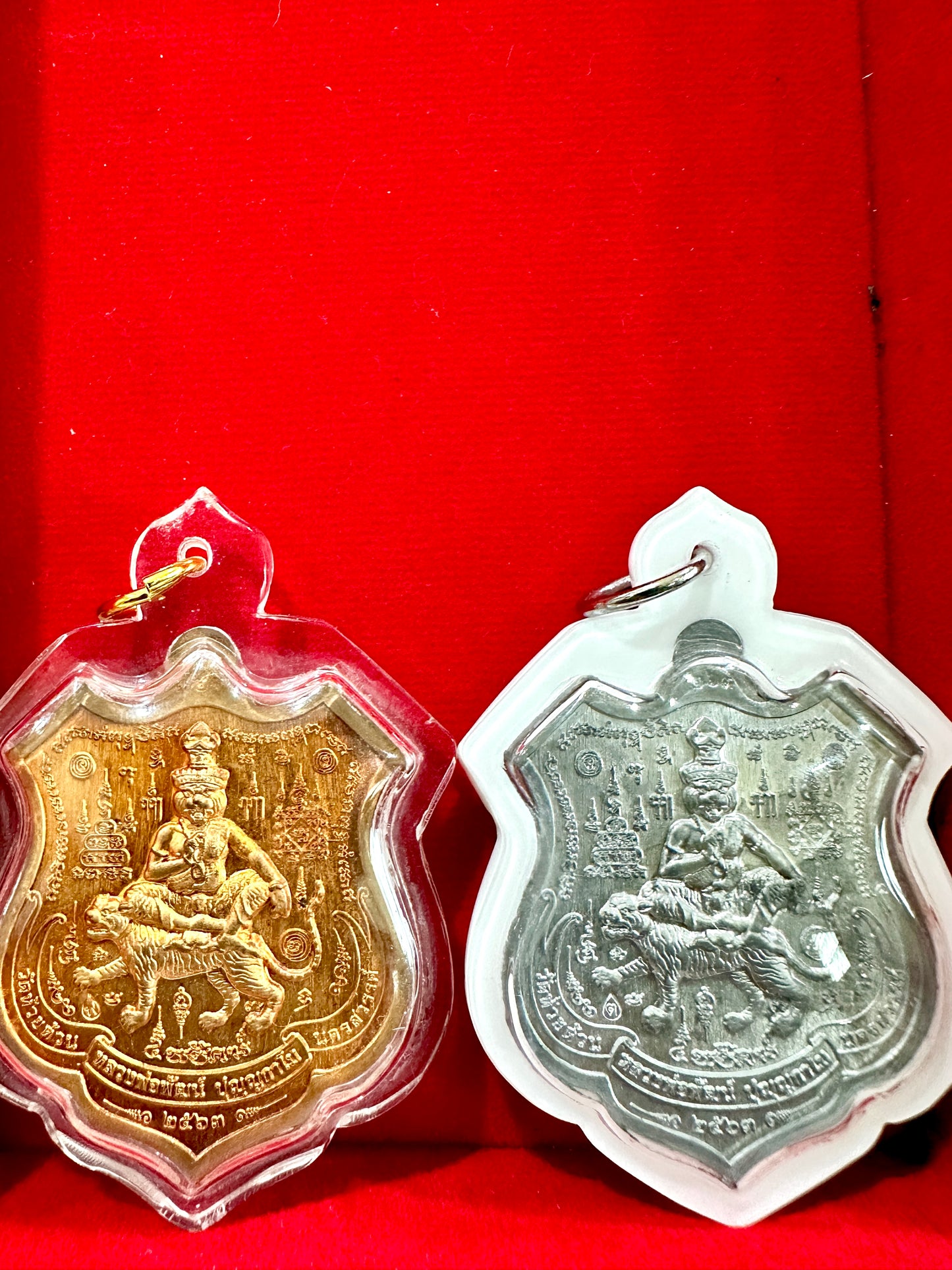 Luang Phor Phat & Tiger Headed Lersi (Green & Pink)