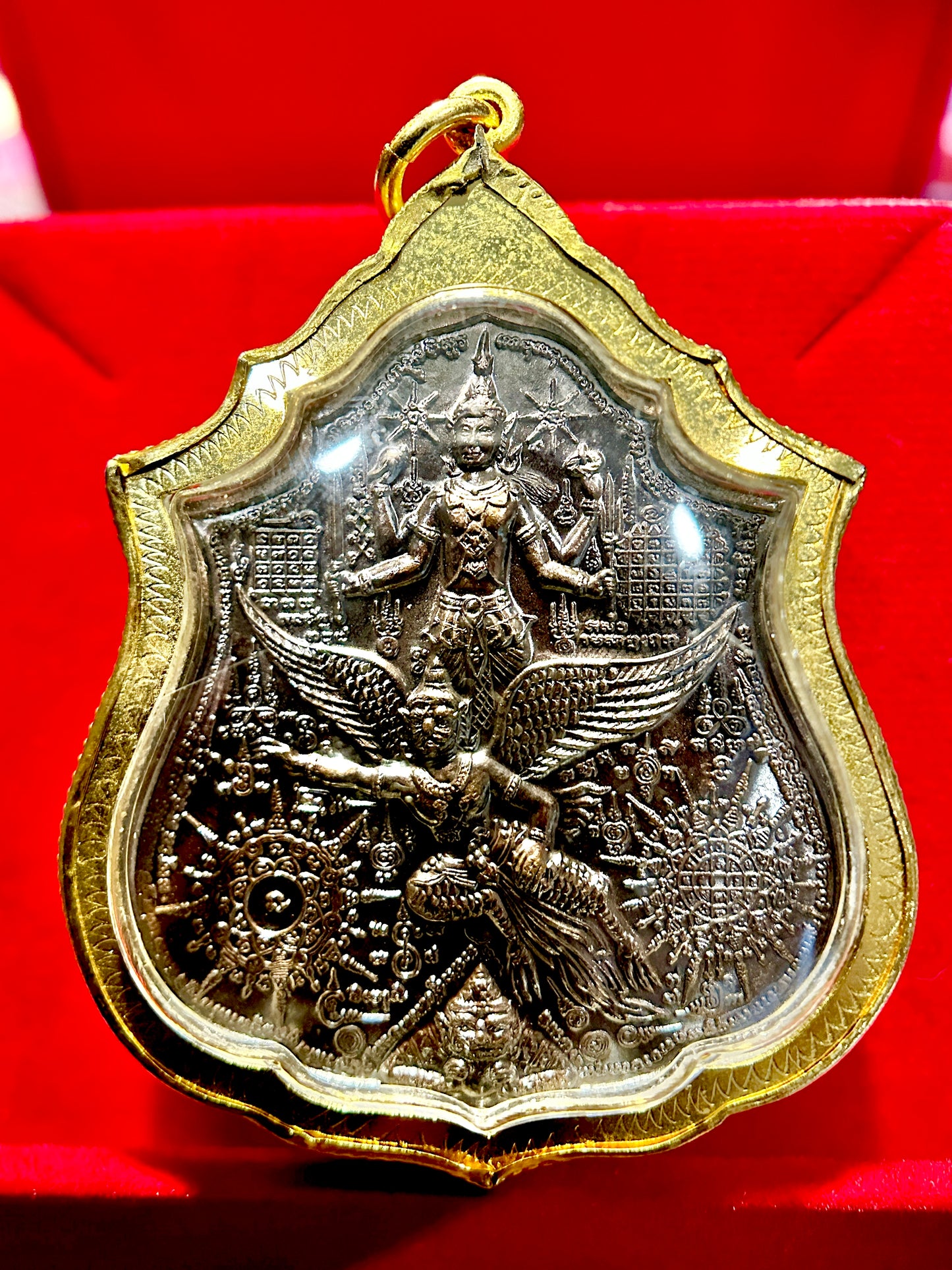 Phra Narai Riding Garuda & Erawan (Dark Steel)