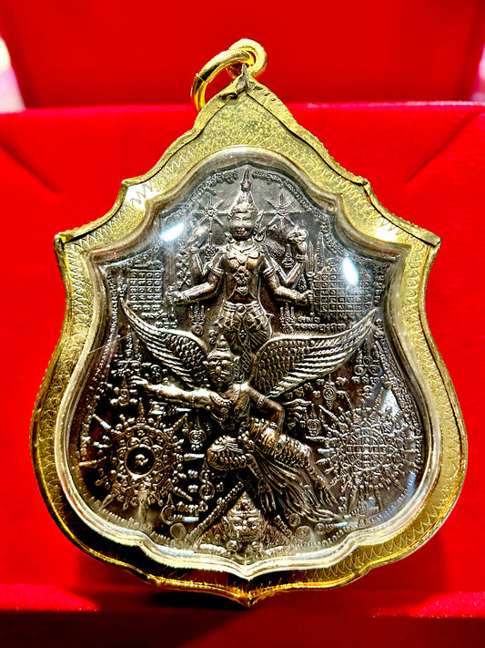 Phra Narai Riding Garuda & Erawan (Dark Steel)