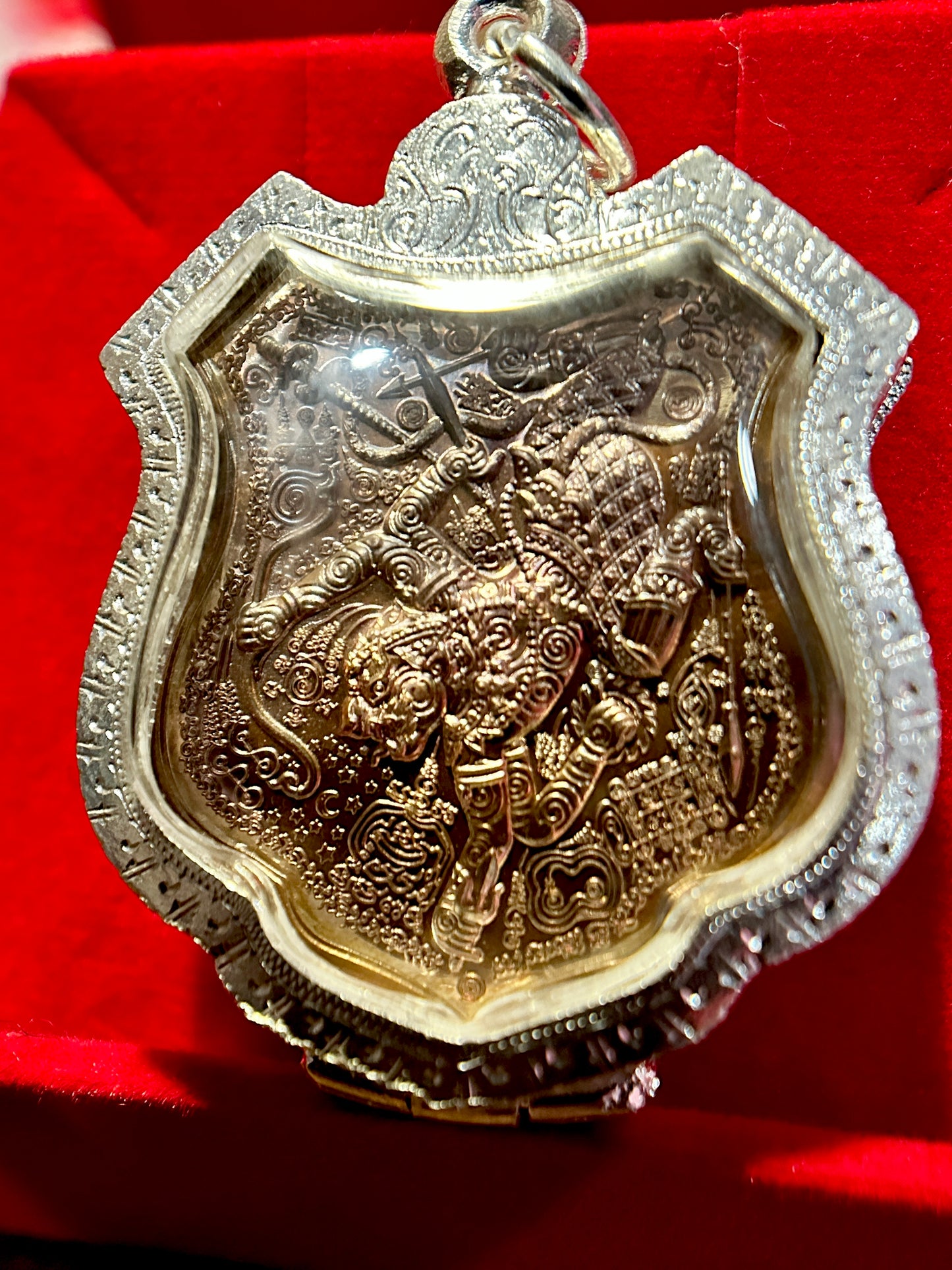 Bronze Monk & Four-Armed Hanuman Protection Amulet