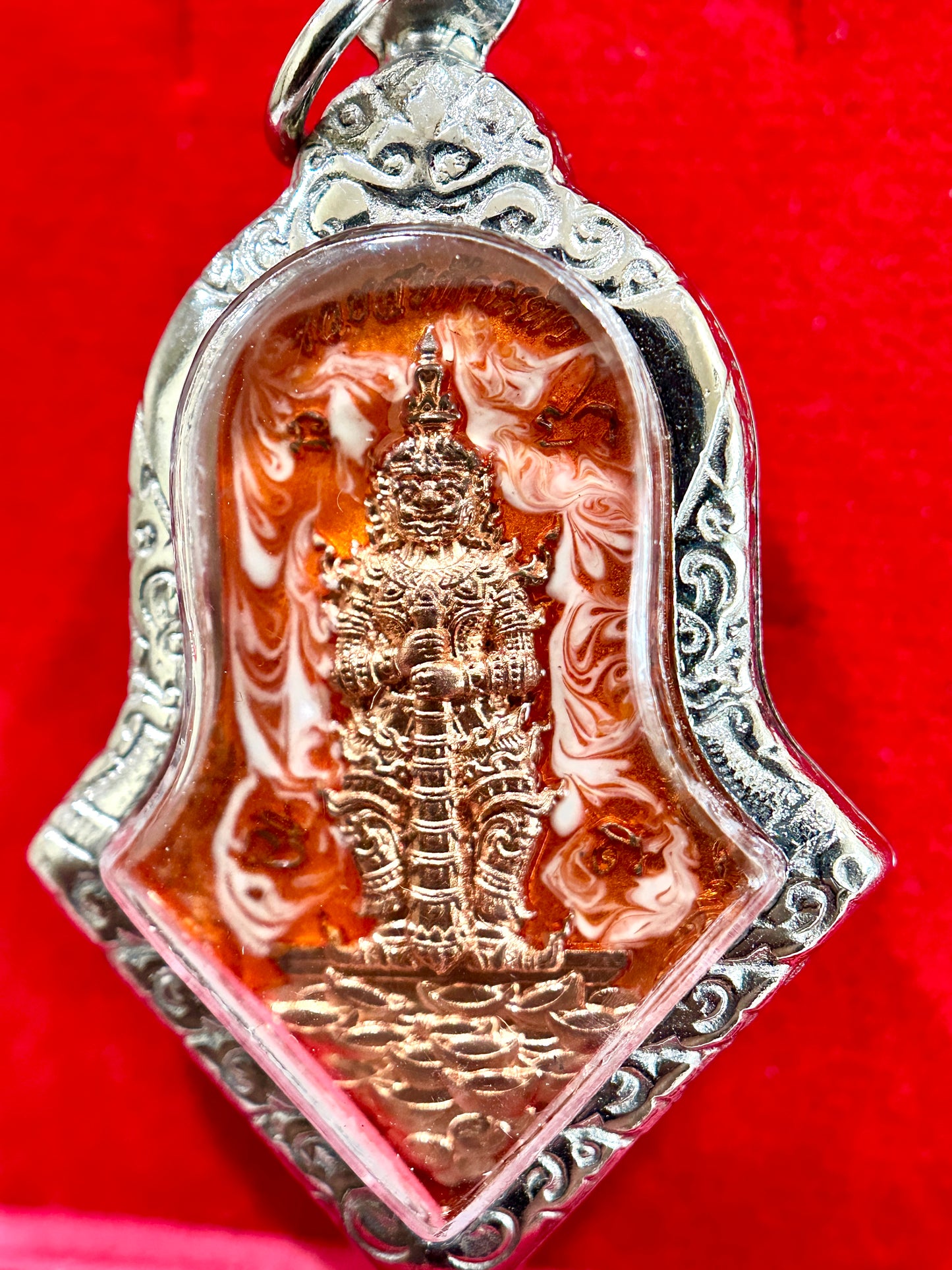 Tao Wessuwan Fortune Guardian & Luang Phor Phat Blessing Amulet (Orange Smoke Edition)