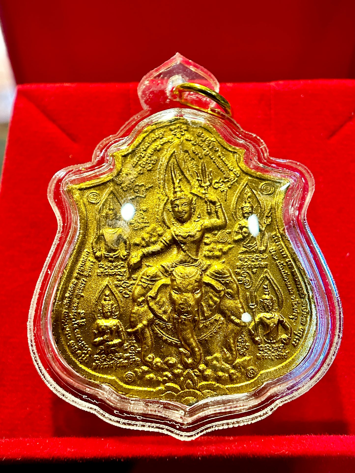 Phra Narai Riding Garuda & Erawan (White/Gold)