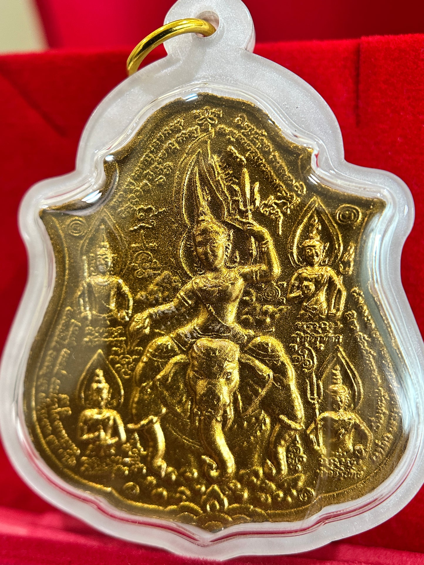 Phra Narai Riding Garuda & Erawan (White/Gold)