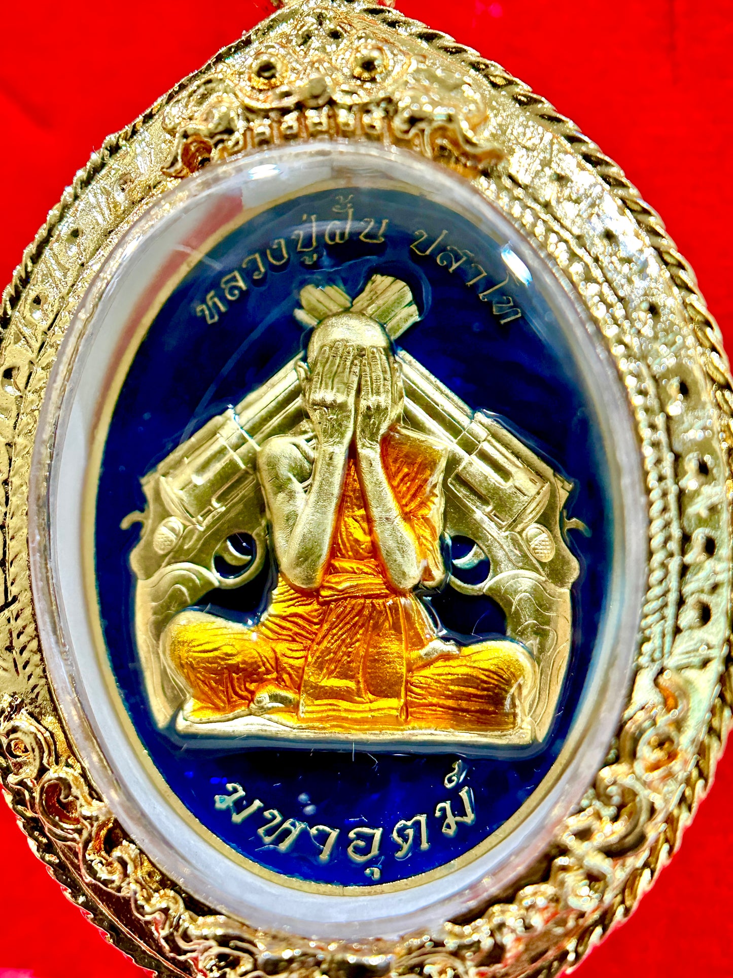 Luang Pu Fan Maha Udom – Sacred Protection (Blue & Gold)