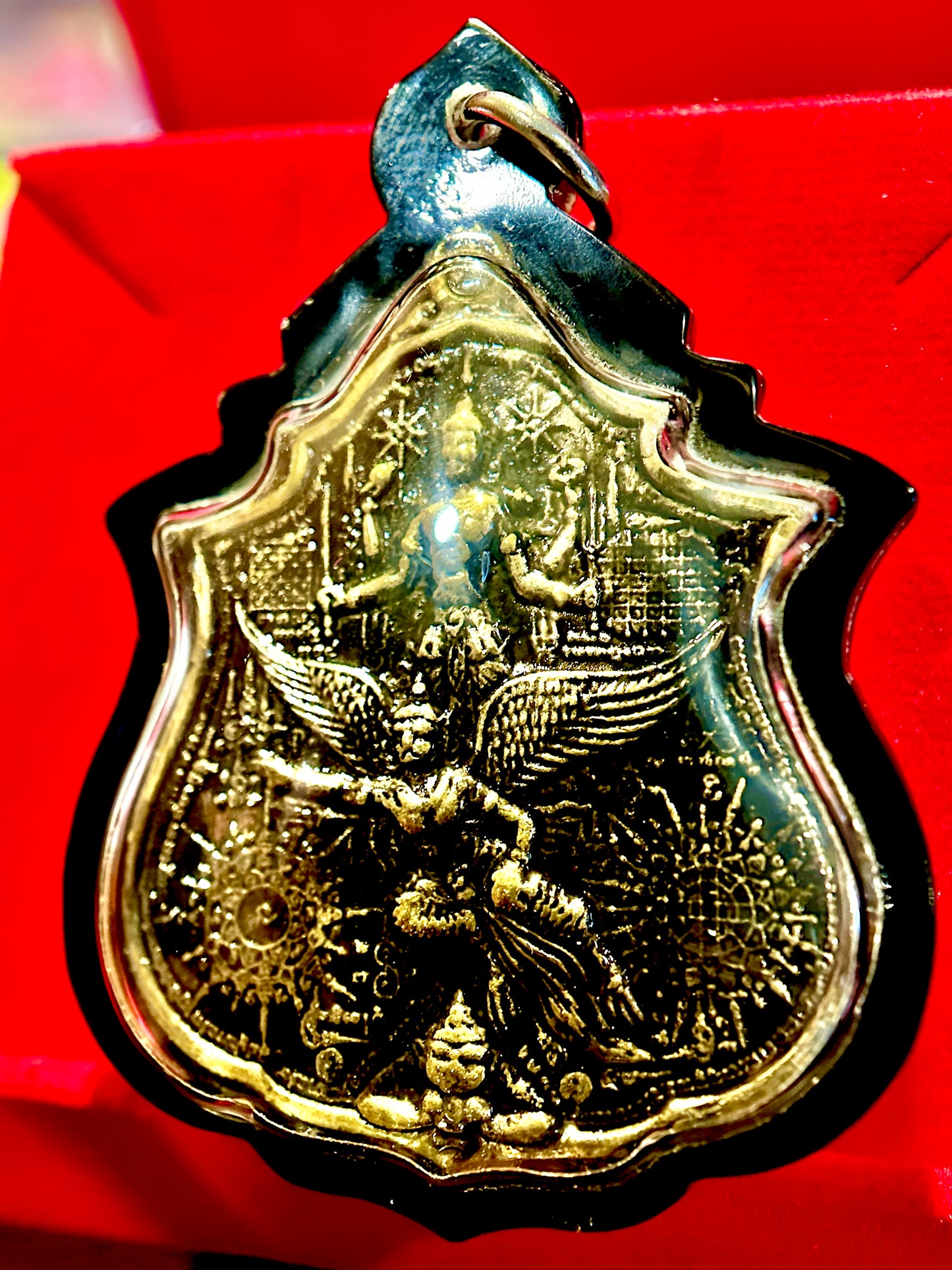 Phra Narai Riding Garuda & Erawan (Black/Gold)