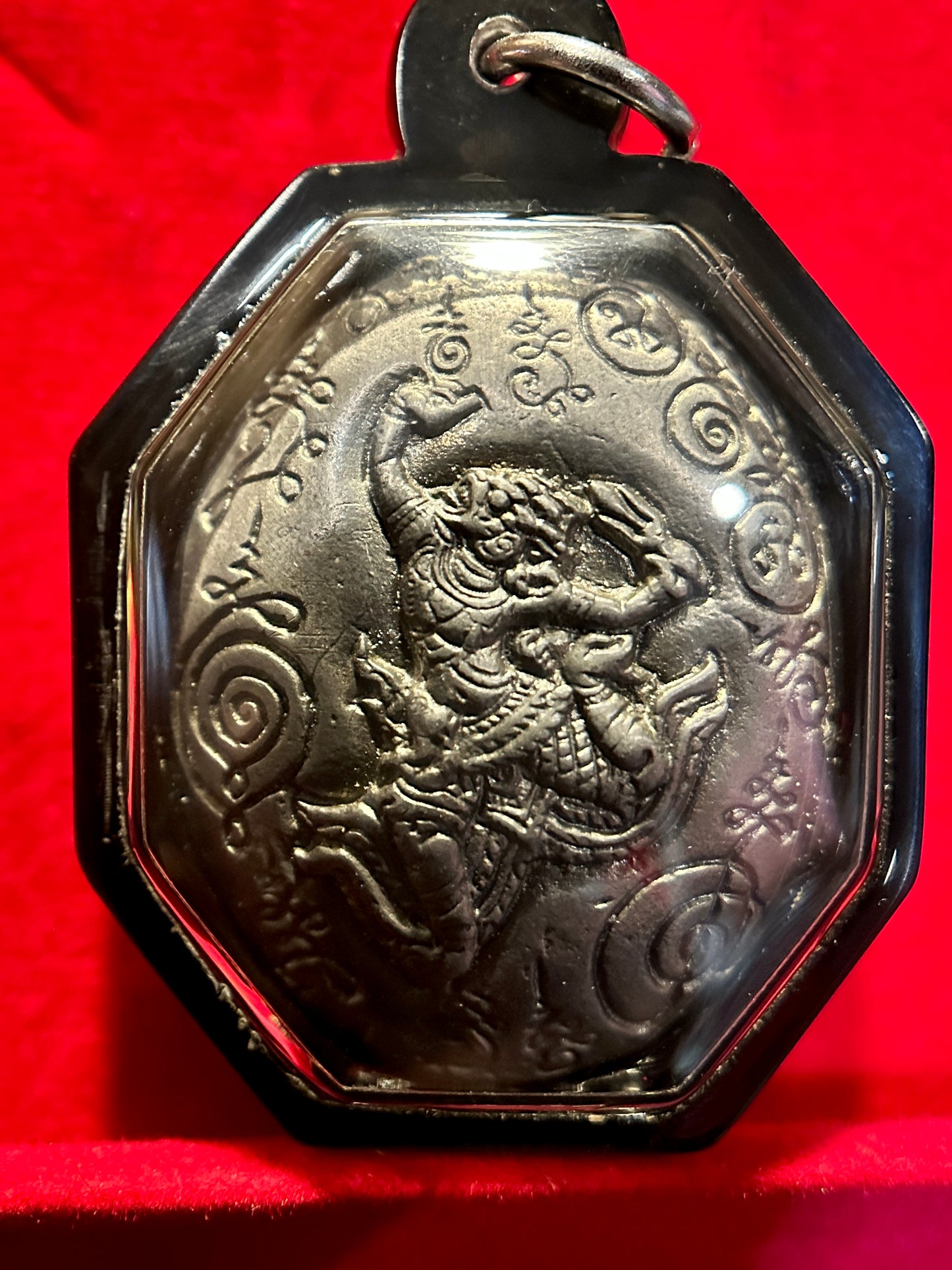 Phra Pidta Naga & Hanuman Amulet (Stone Finish / Black Case)