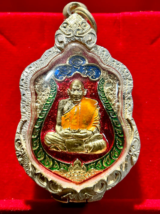 Luang Pu Maha Sila Meditation Amulet (Red, Green & Gold Edition)