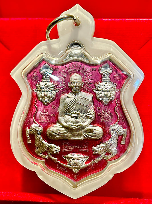 Luang Phor Phat & Tiger-Headed Lersi (Pink)