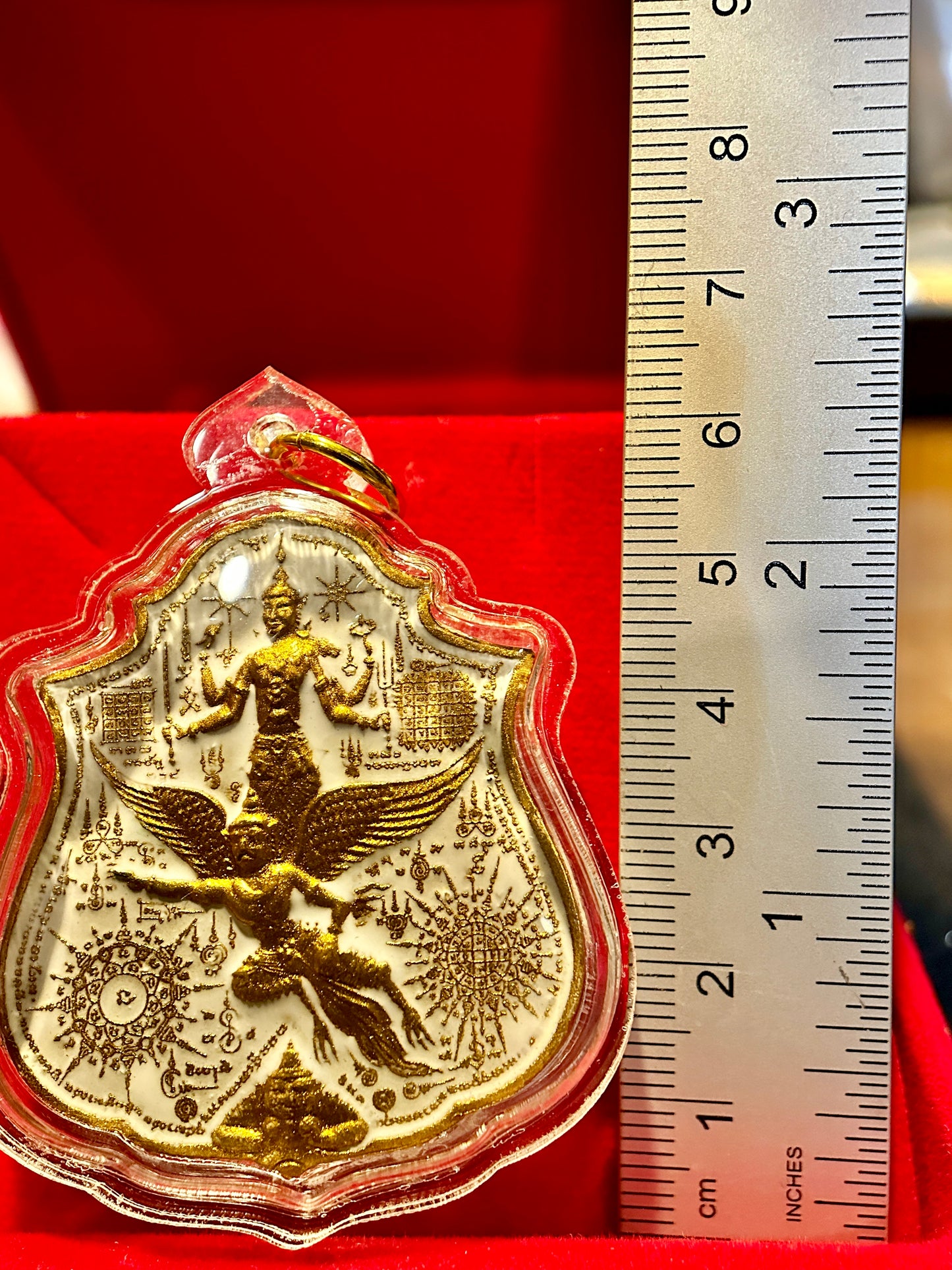 Phra Narai Riding Garuda & Erawan (White/Gold)
