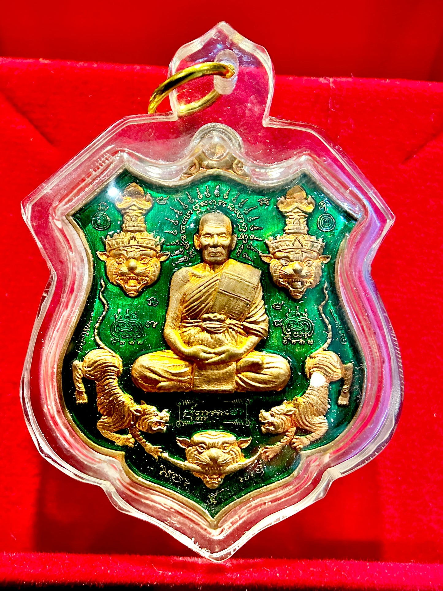 Luang Phor Phat & Tiger Headed Lersi (Green & Pink)