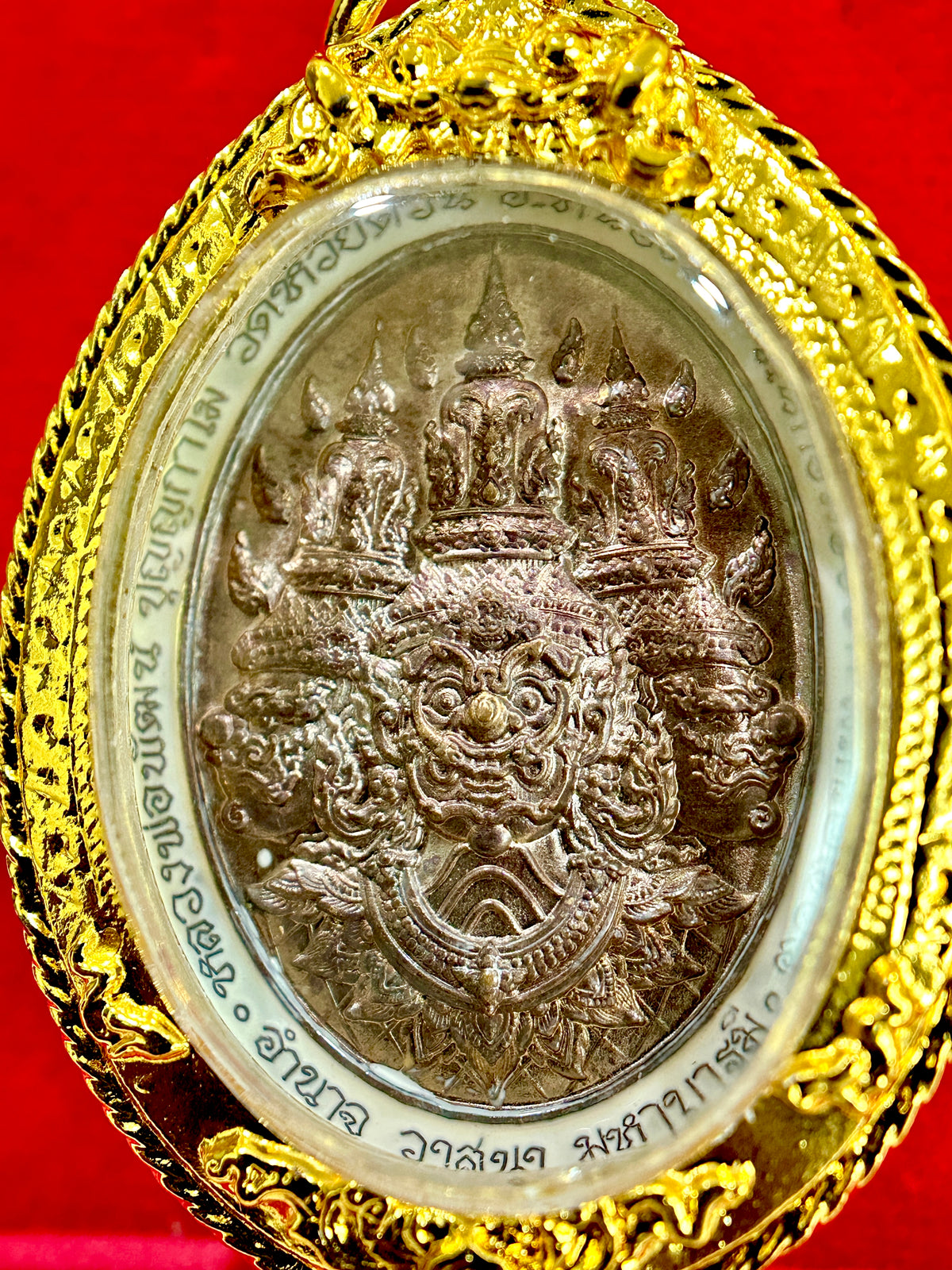 Triple Tao Wessuwan Sacred Yantra (Red & Gold)
