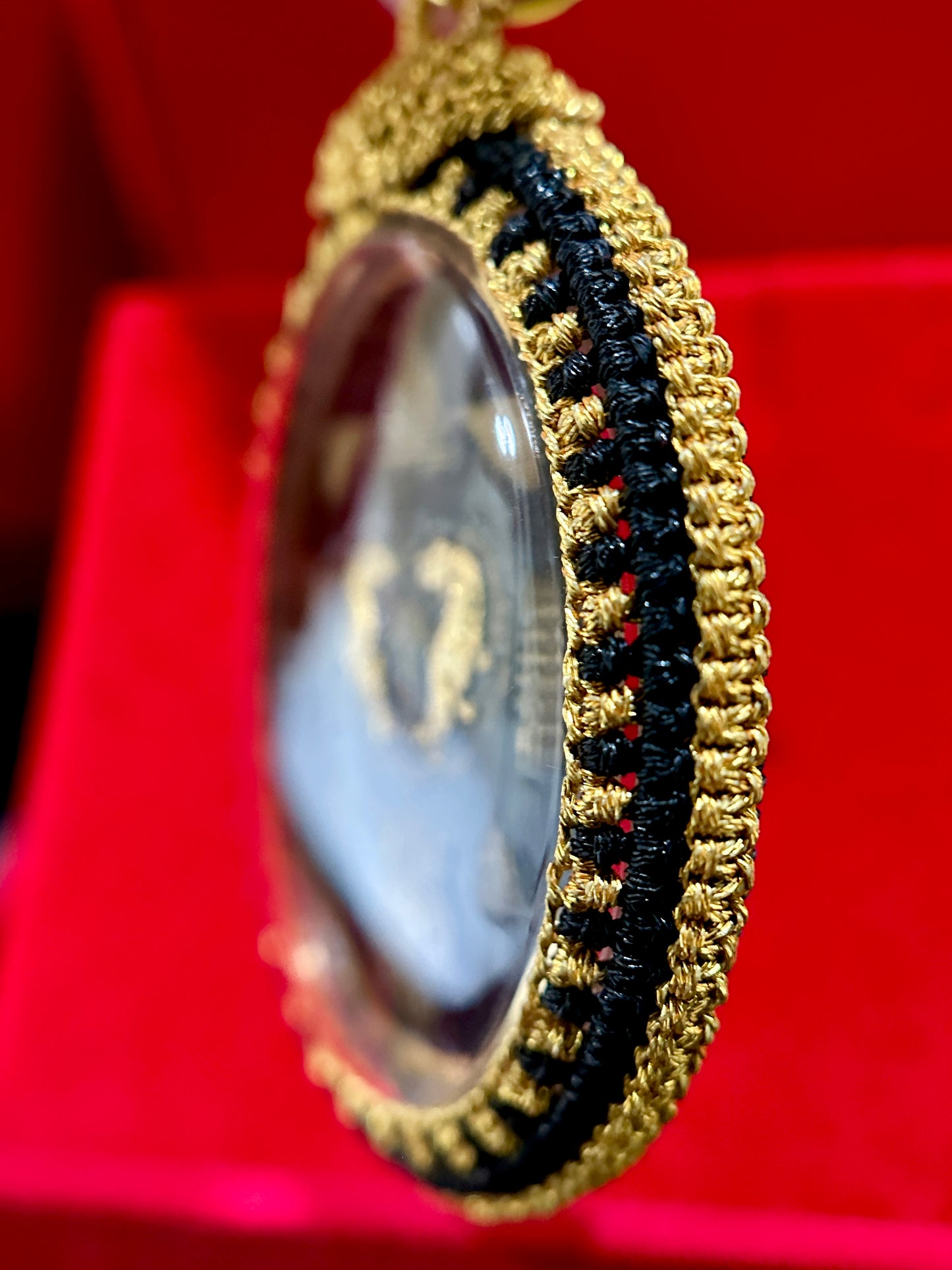 Nai Khanom Tom Signature Amulet (Black & Gold Woven Case)