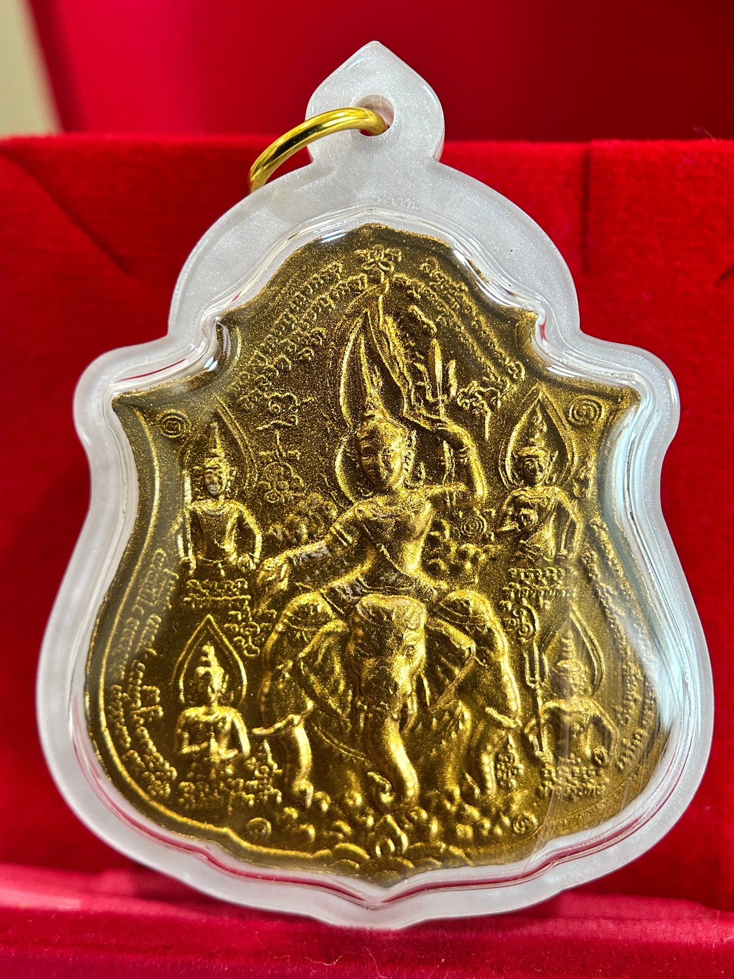 Phra Narai Riding Garuda & Erawan (White/Gold)