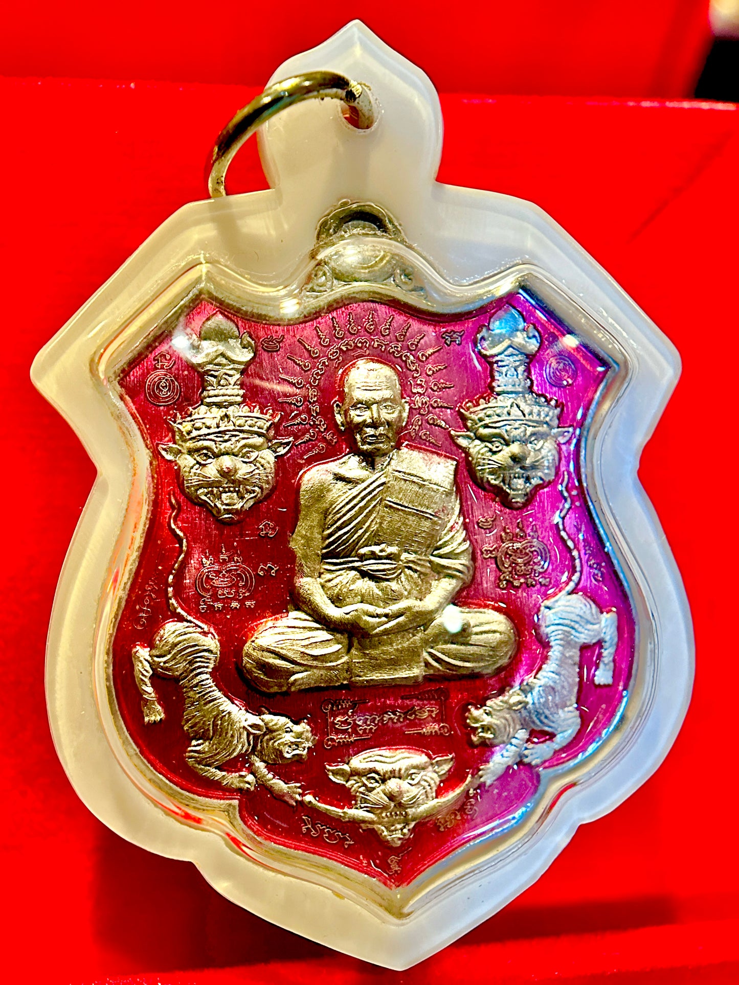 Luang Phor Phat & Tiger-Headed Lersi (Pink)