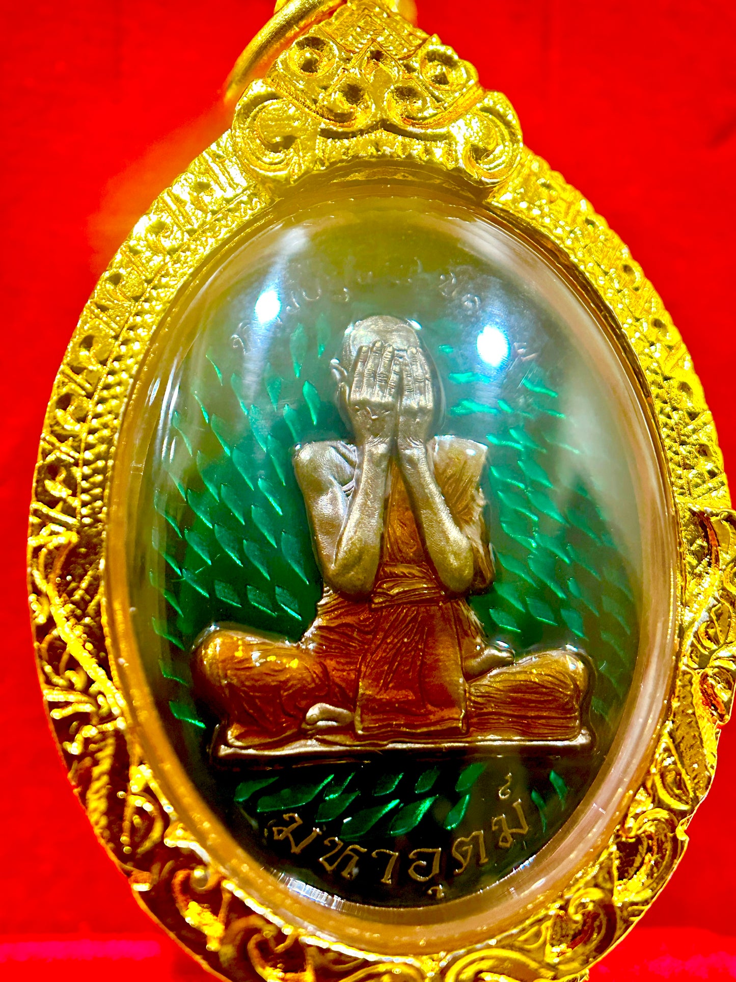Luang Pu Fan Maha Udom – Sacred Protection (Green & Gold)