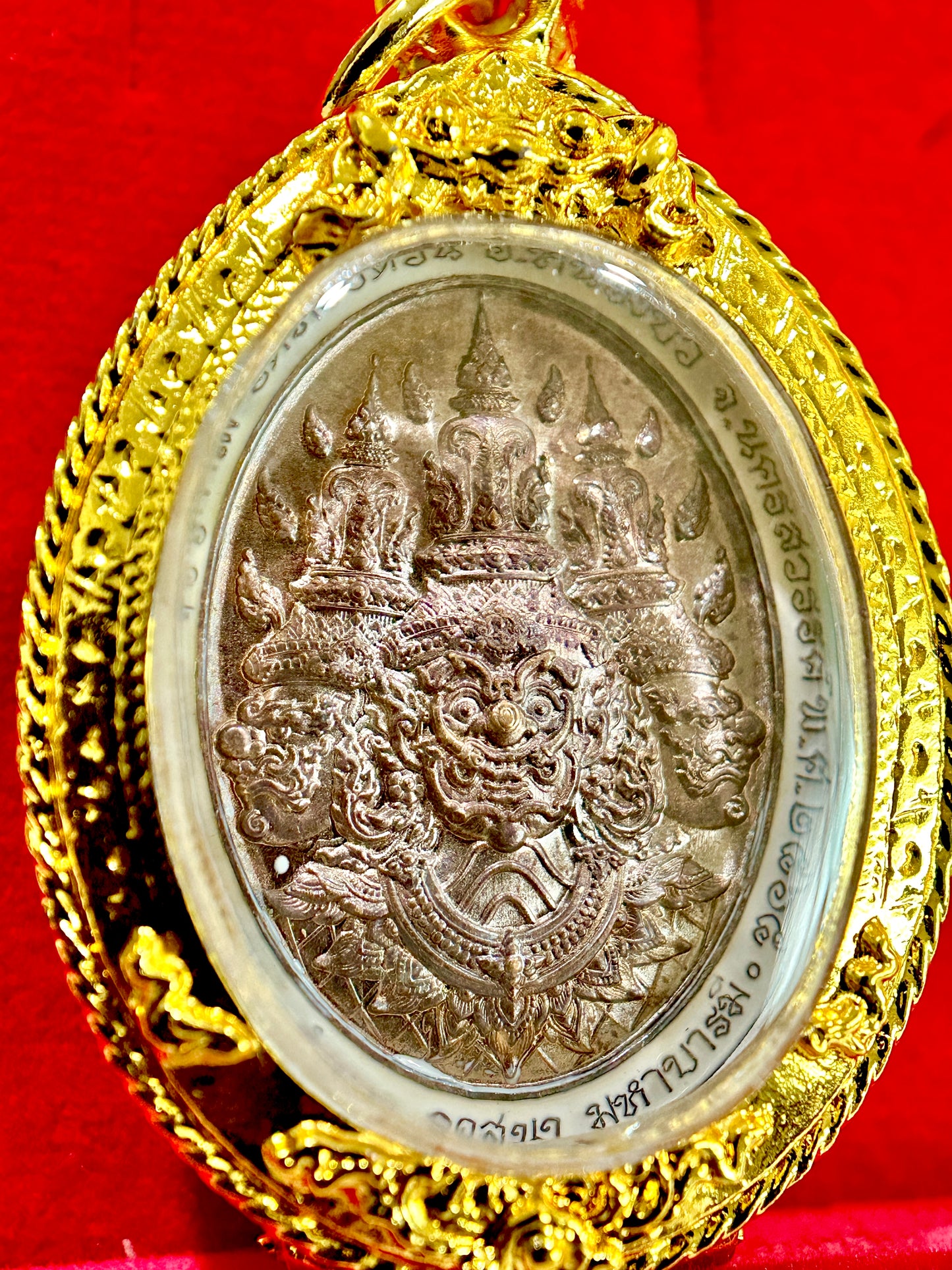 Triple Tao Wessuwan Sacred Yantra (Red & Gold)