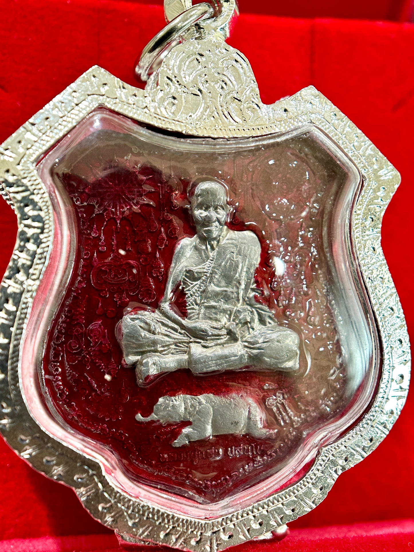 Sacred Elephant Amulet (Red & Silver)